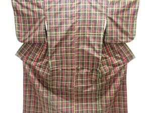 格子織り出し本場泥大島紬着物アンサンブル